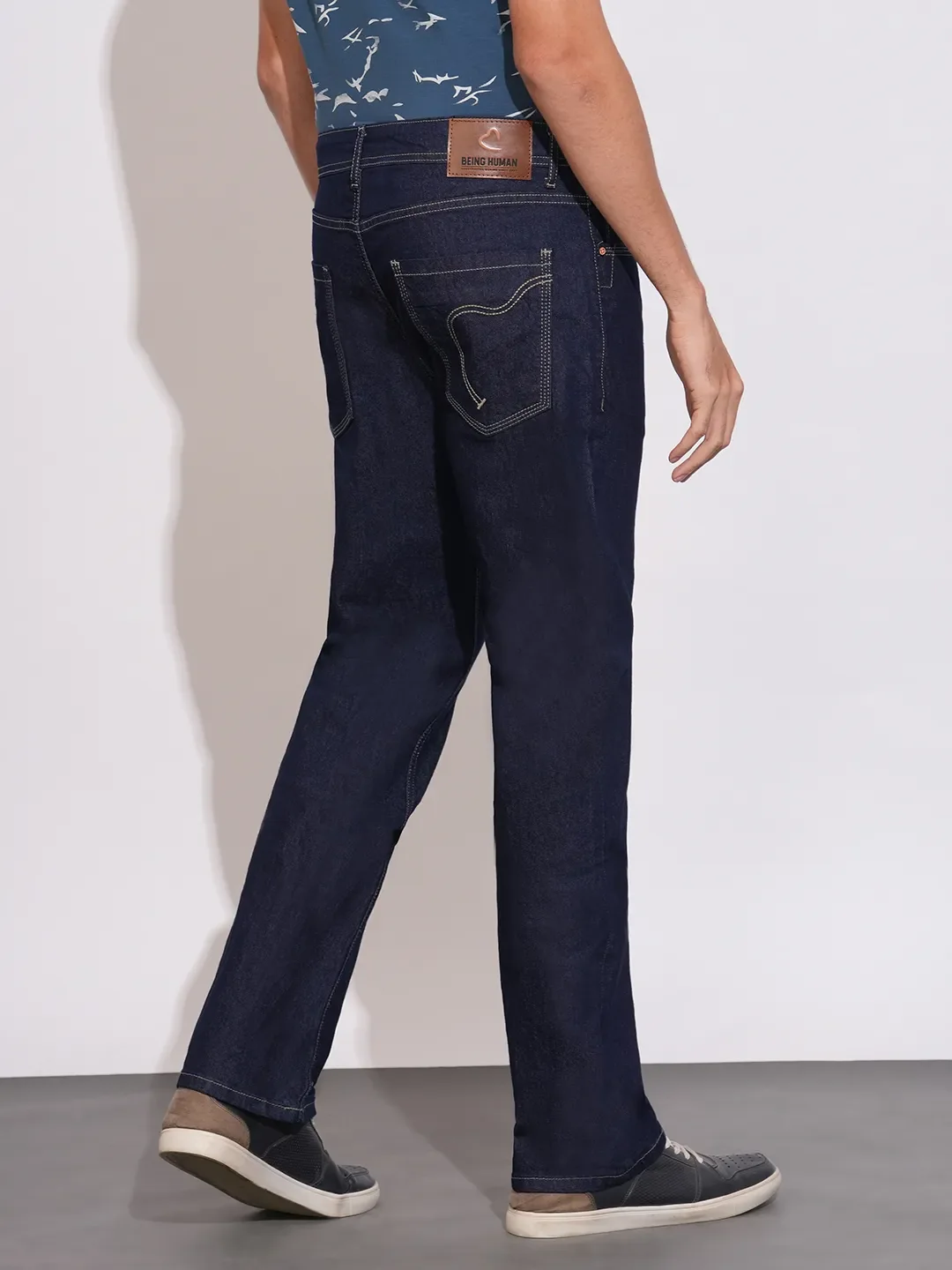 Blue Boot Cut Fit Cotton Blend Men's Denims by Being Human Clothing - Image 3