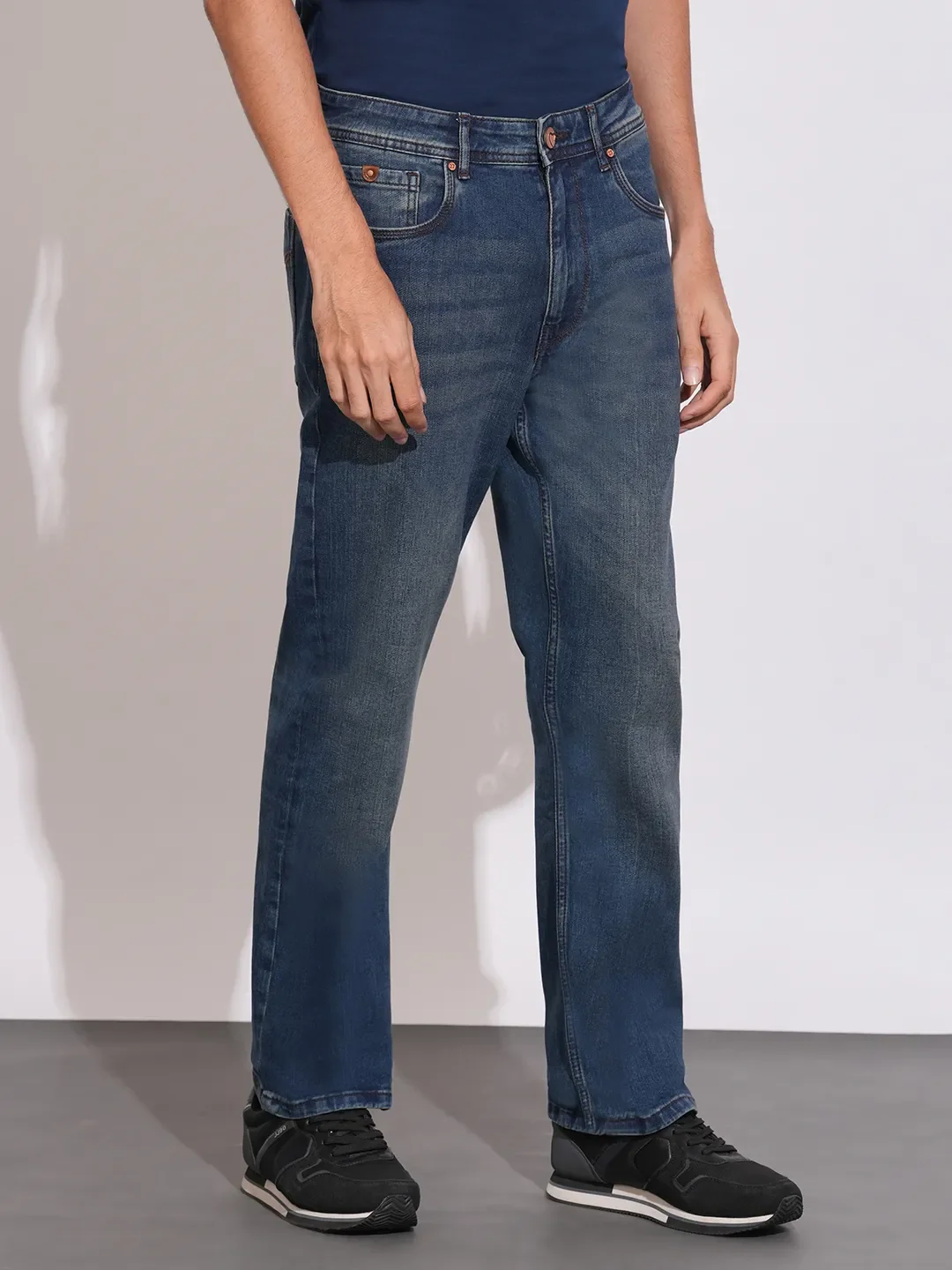Dark Blue Boot Cut Fit Denims For Men By Being Human Clothing - Image 2