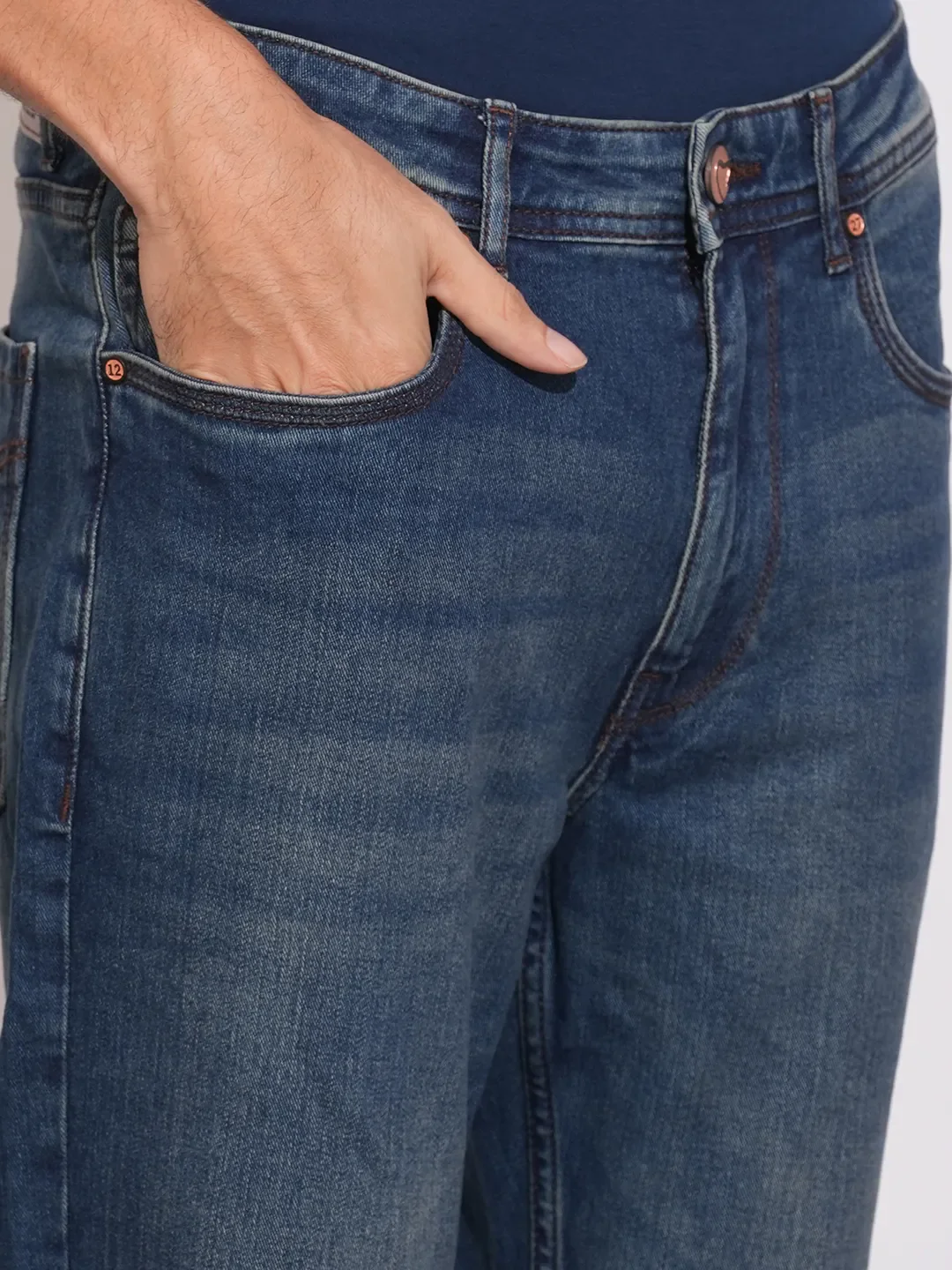 Dark Blue Boot Cut Fit Denims For Men By Being Human Clothing - Image 5