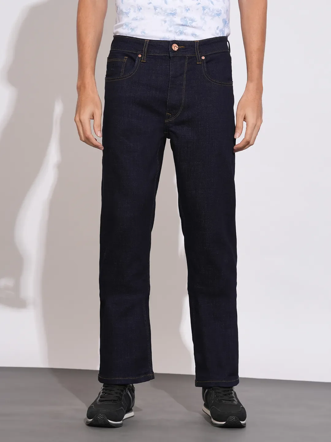 Dark Blue Boot Cut Fit Denims For Men By Being Human Clothing