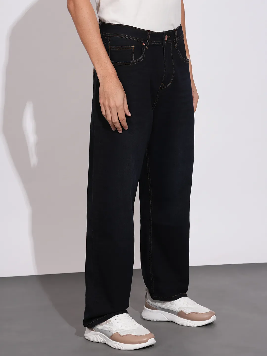 Dark Black Skinny Fit Denims For Men By Being Human Clothing - Image 2