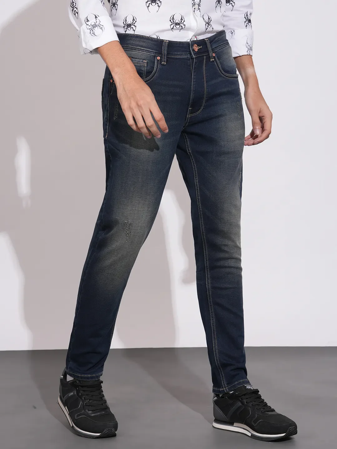 Dark Blue Skinny Fit Denims For Men By Being Human Clothing - Image 2