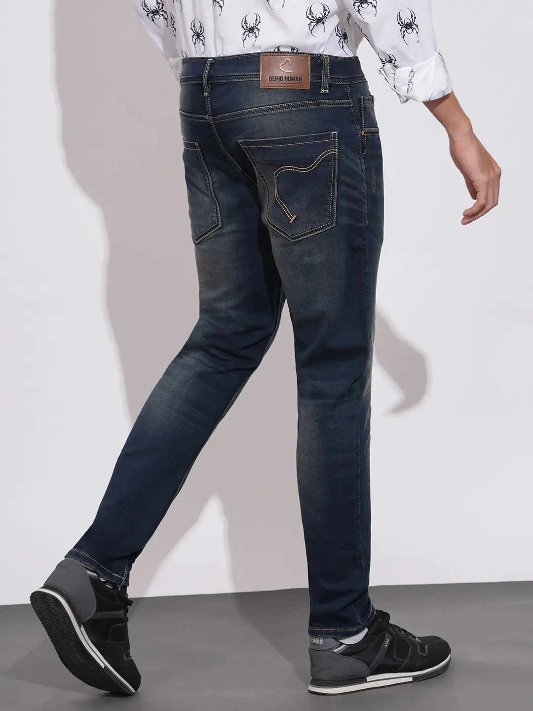 Dark Blue Skinny Fit Denims For Men By Being Human Clothing - Image 3