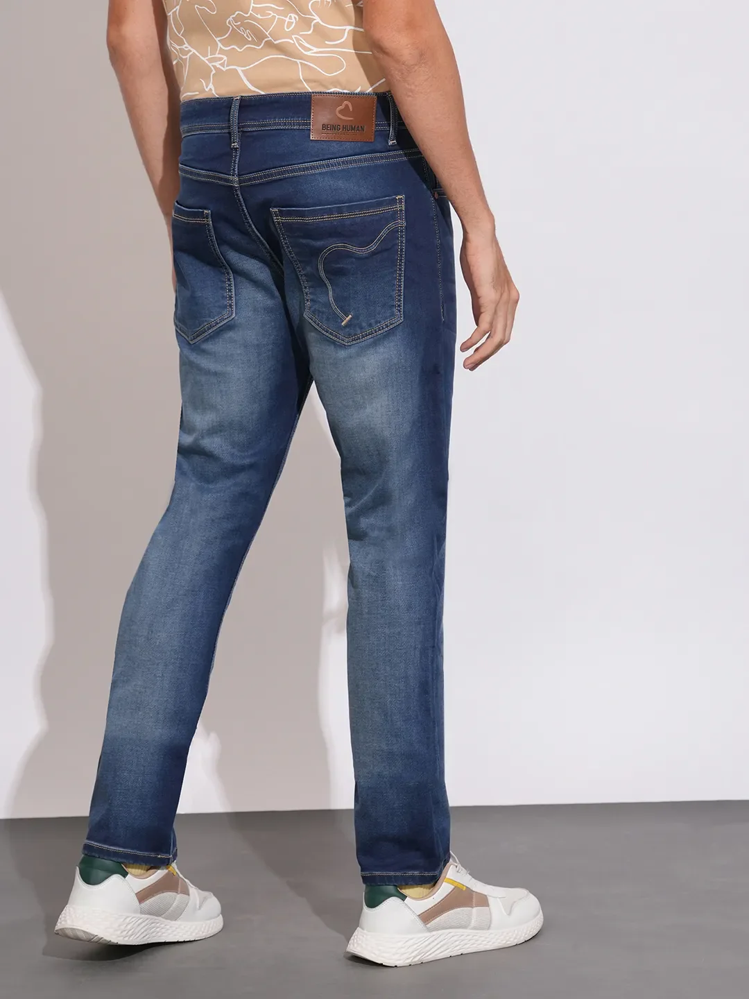 Blue Slim Fit Denims For Men By Being Human Clothing - Image 3