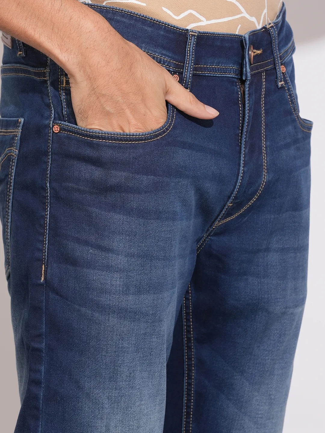 Blue Slim Fit Denims For Men By Being Human Clothing - Image 5