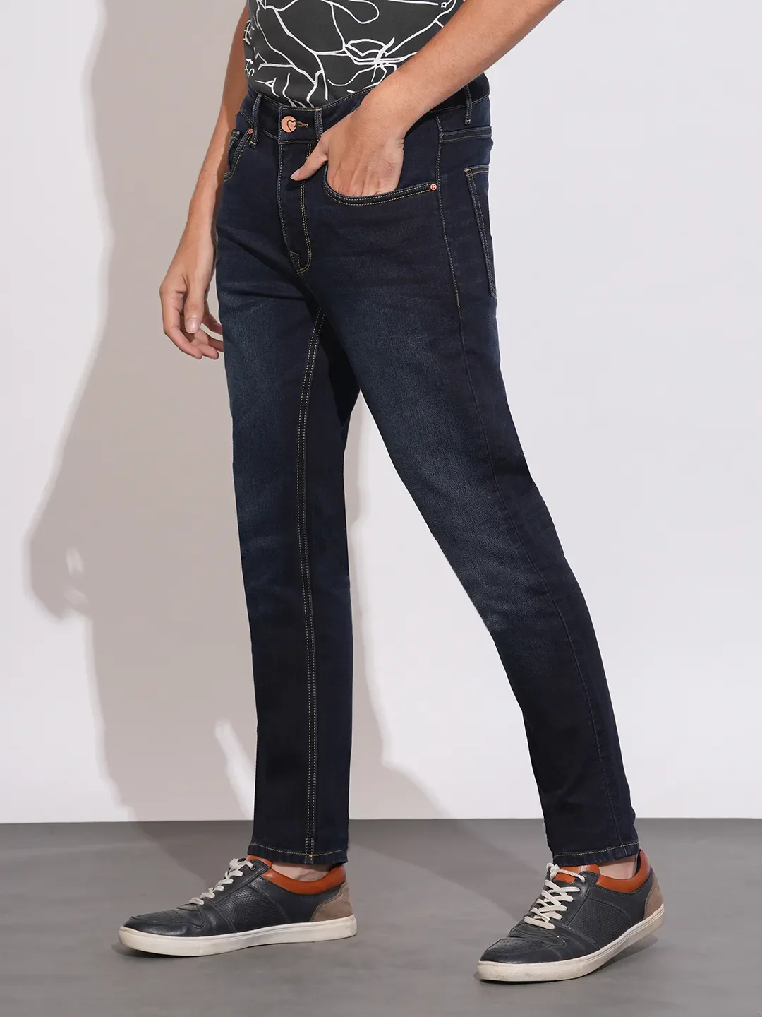 Blue Slim Fit Cotton Blend Men's Denims by Being Human Clothing - Image 2