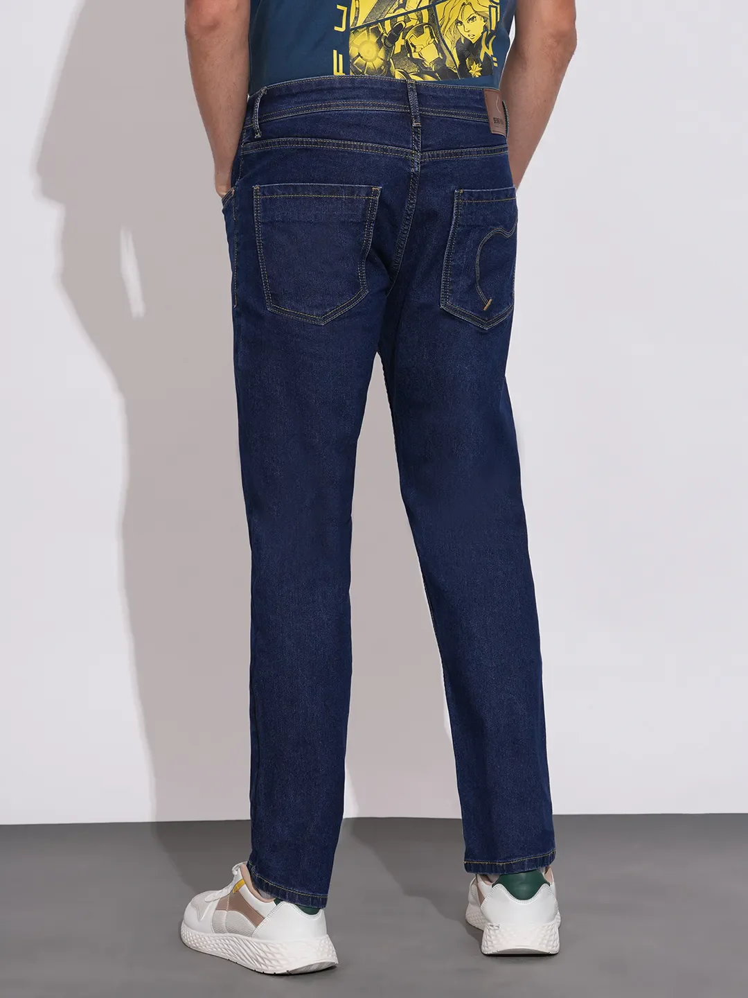 Dark Blue Straight Fit Denims For Men By Being Human Clothing - Image 3