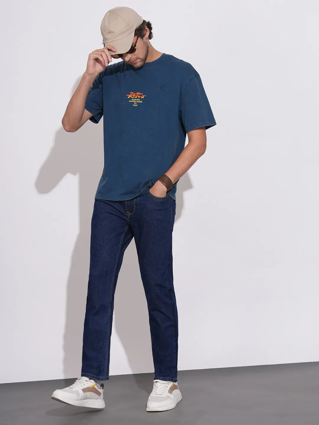 Dark Blue Straight Fit Denims For Men By Being Human Clothing - Image 4