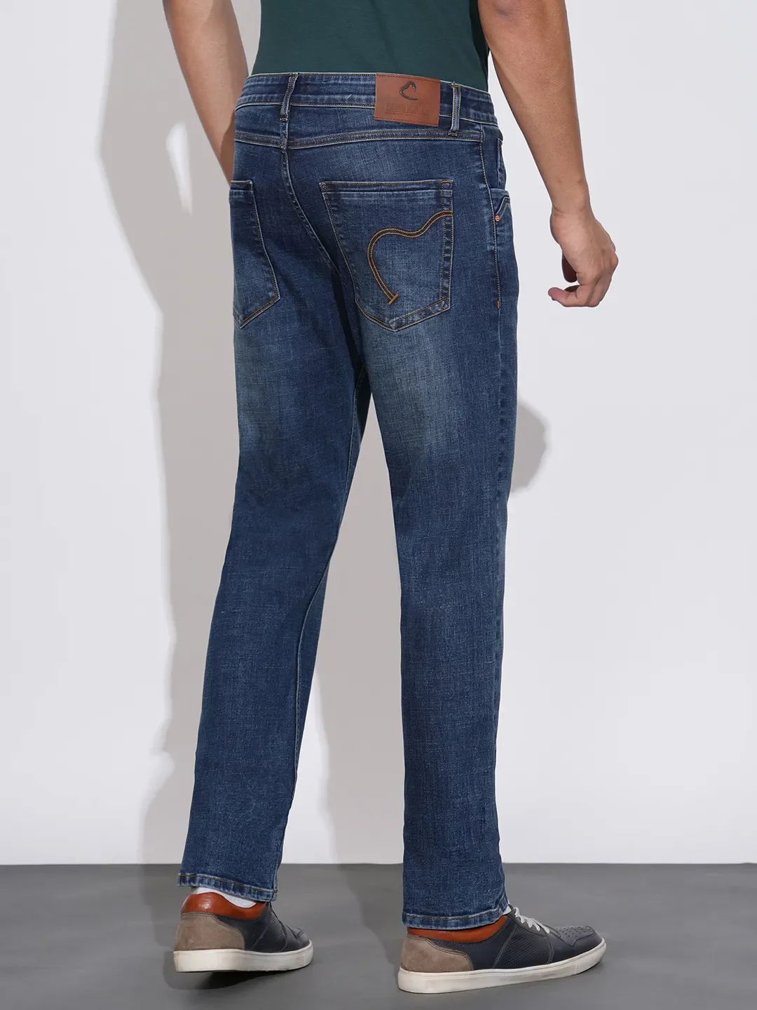 Dark Blue Straight Fit Denims For Men By Being Human Clothing - Image 3