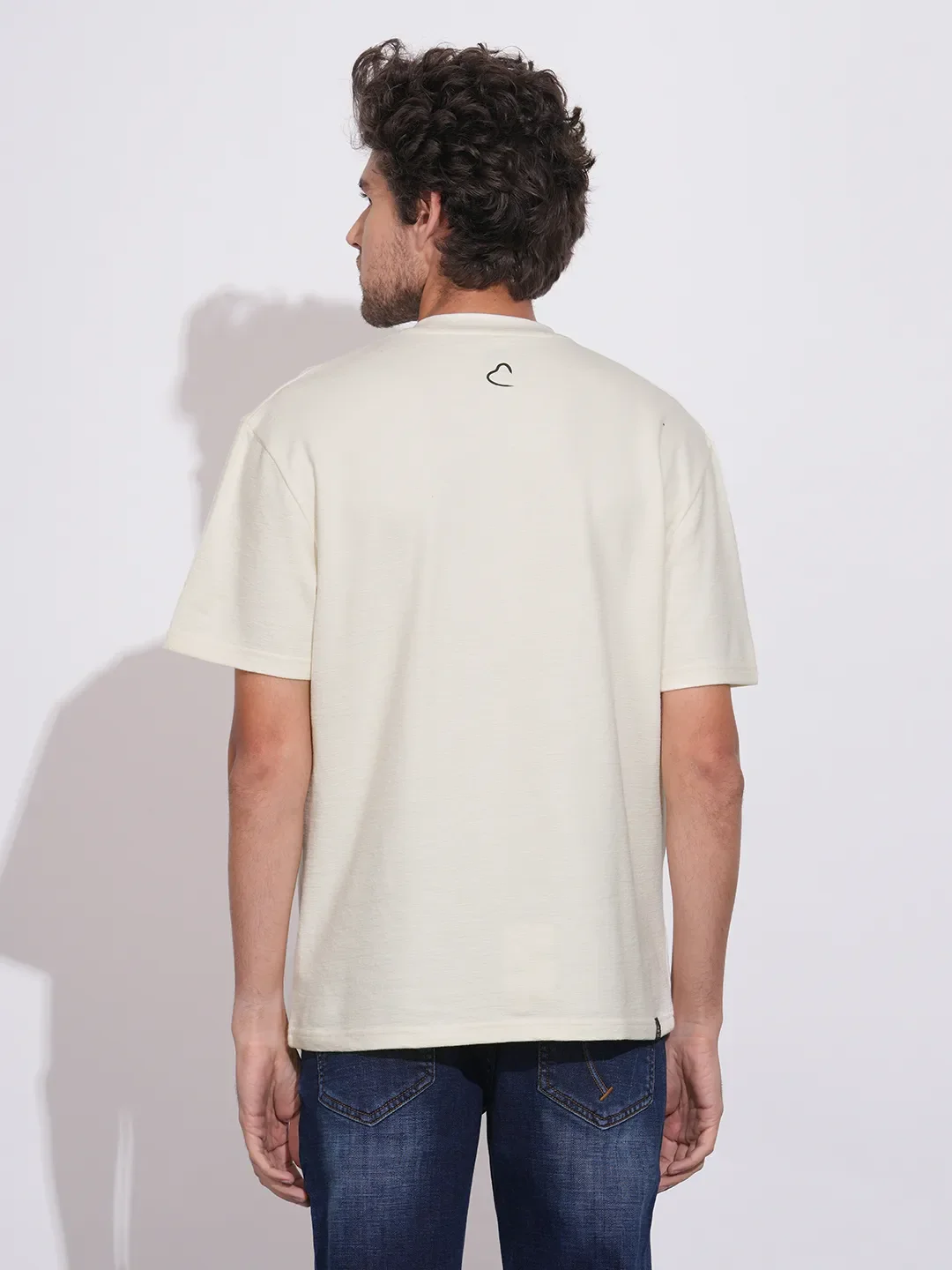 Ecru Moderno Fit Round Neck Men's T-Shirt by Being Human Clothing - Image 3
