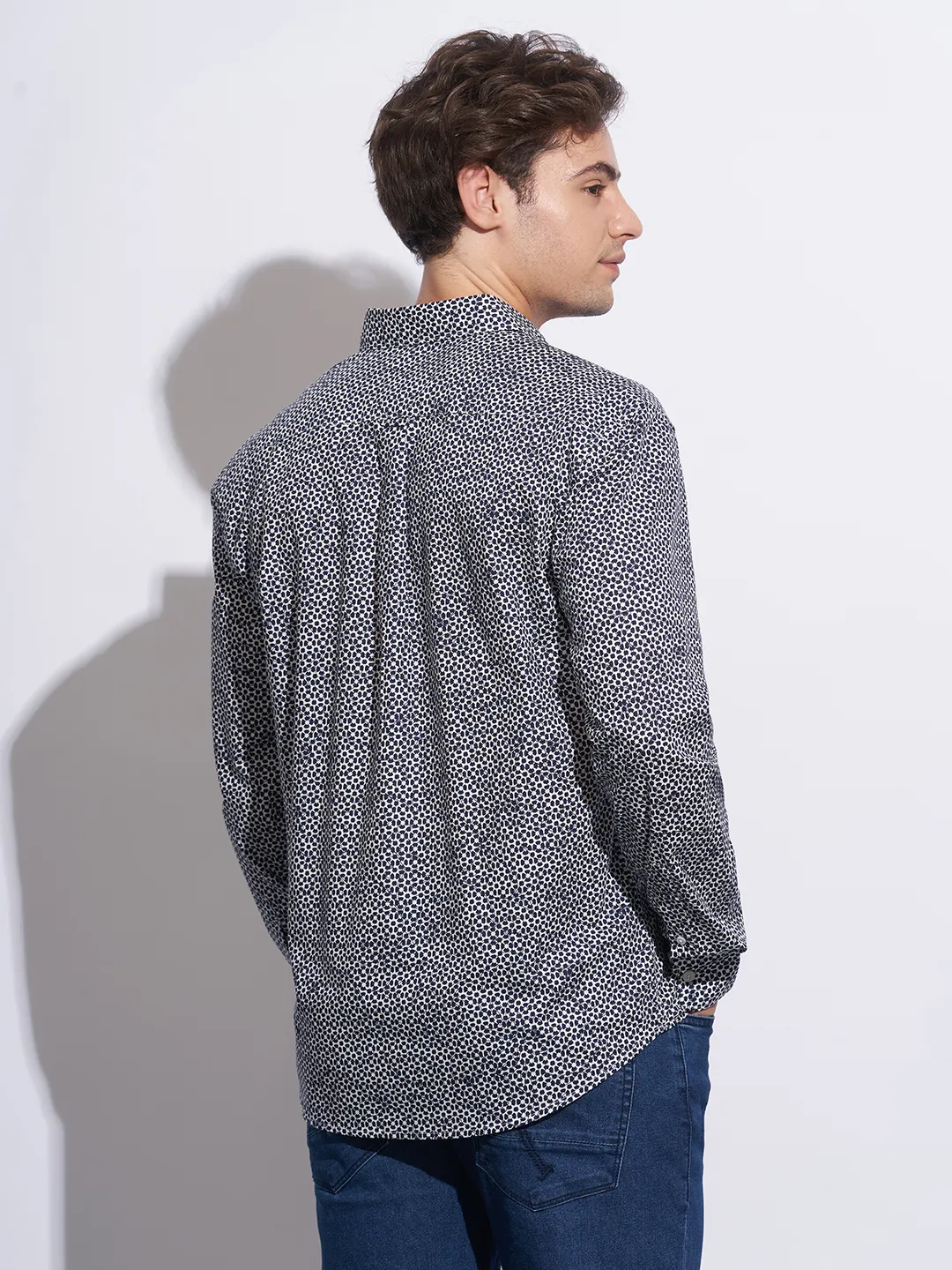 Beige Moderno Fit Regular Collar Long Sleeves Cotton Men's Shirt by Being Human Clothing - Image 3