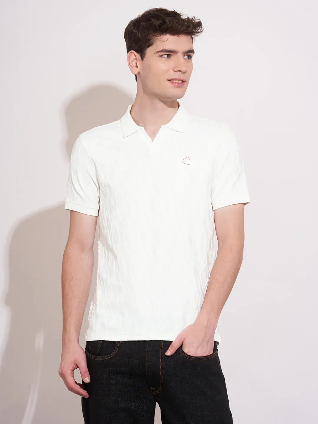 Ecru Regular Fit Men's Polo T-Shirt by Being Human Clothing