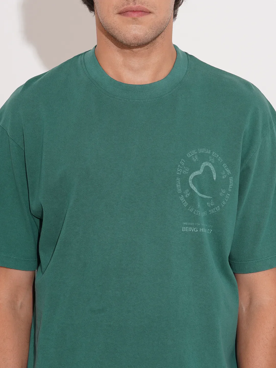 Green Easy Fit Round Neck Men's T-Shirt by Being Human Clothing - Image 5