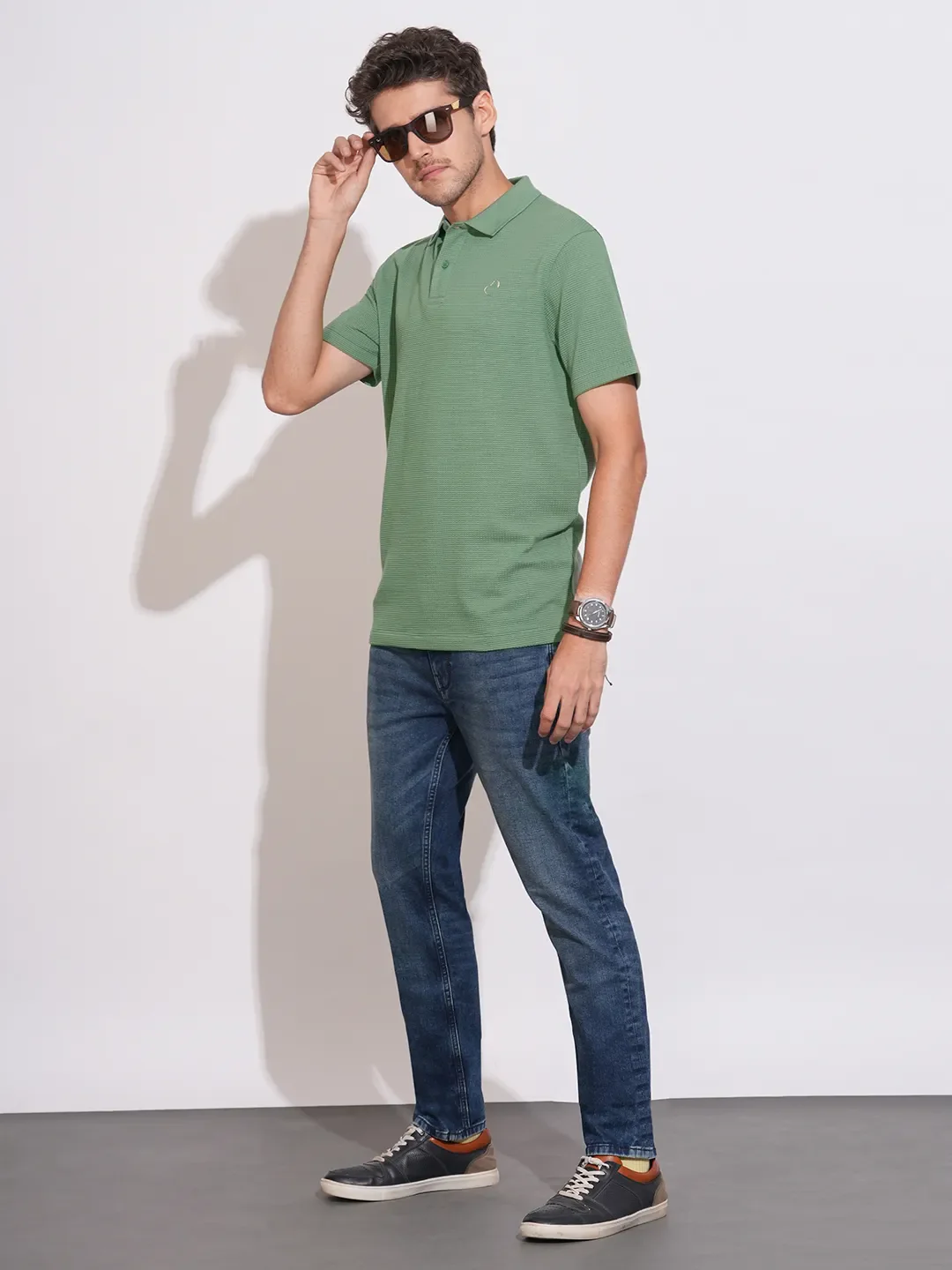 Green Easy Fit Men's Polo T-Shirt by Being Human Clothing - Image 4