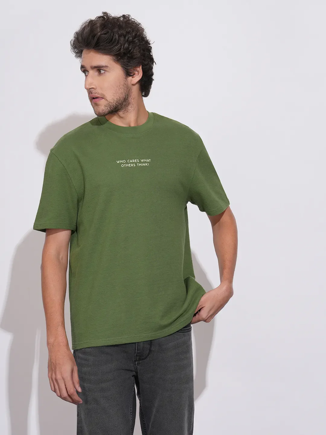 Green Moderno Fit Round Neck Men's T-Shirt by Being Human Clothing