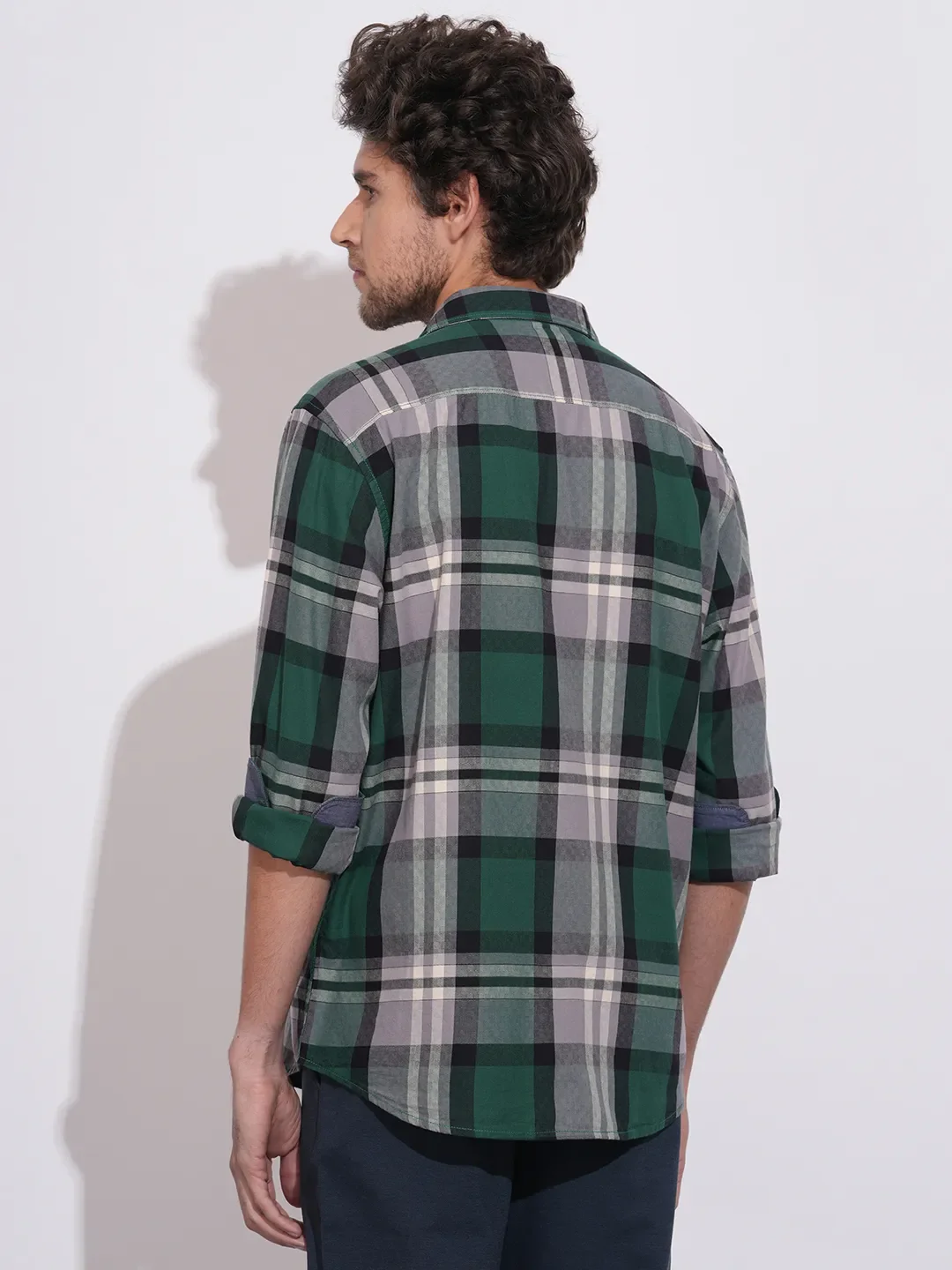 Green Regular Fit Regular Collar Men's Shirt by Being Human Clothing - Image 3