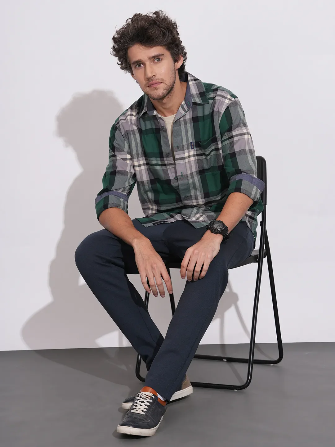 Green Regular Fit Regular Collar Men's Shirt by Being Human Clothing - Image 4