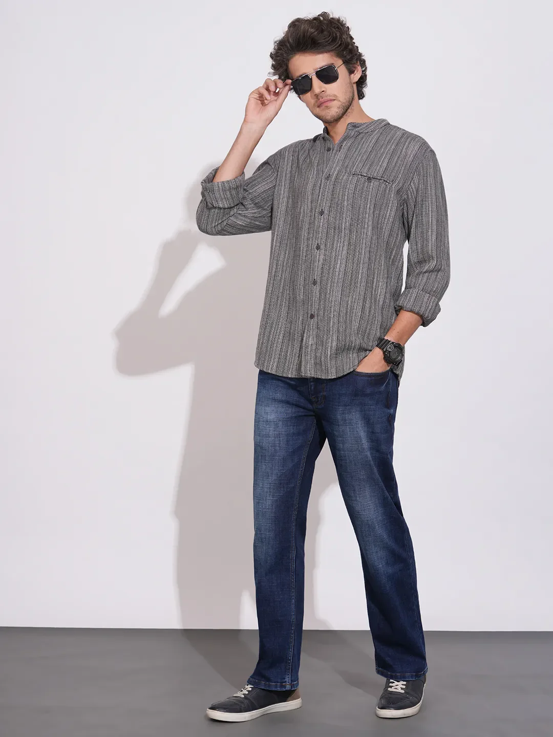 Green Regular Fit Regular Collar Men's Shirt by Being Human Clothing - Image 4