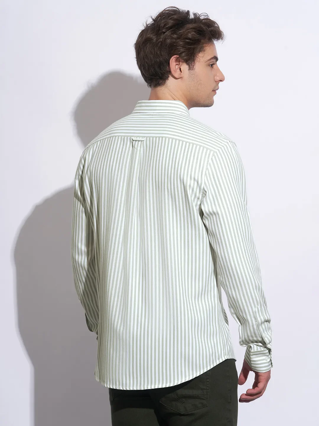 Green Moderno Fit Regular Collar Long Sleeves Cotton Men's Shirt by Being Human Clothing - Image 3