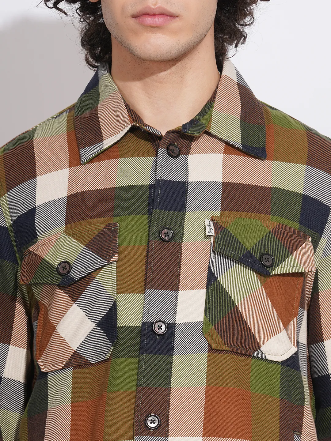 Green Moderno Fit Regular Collar Men's Shacket by Being Human Clothing - Image 5