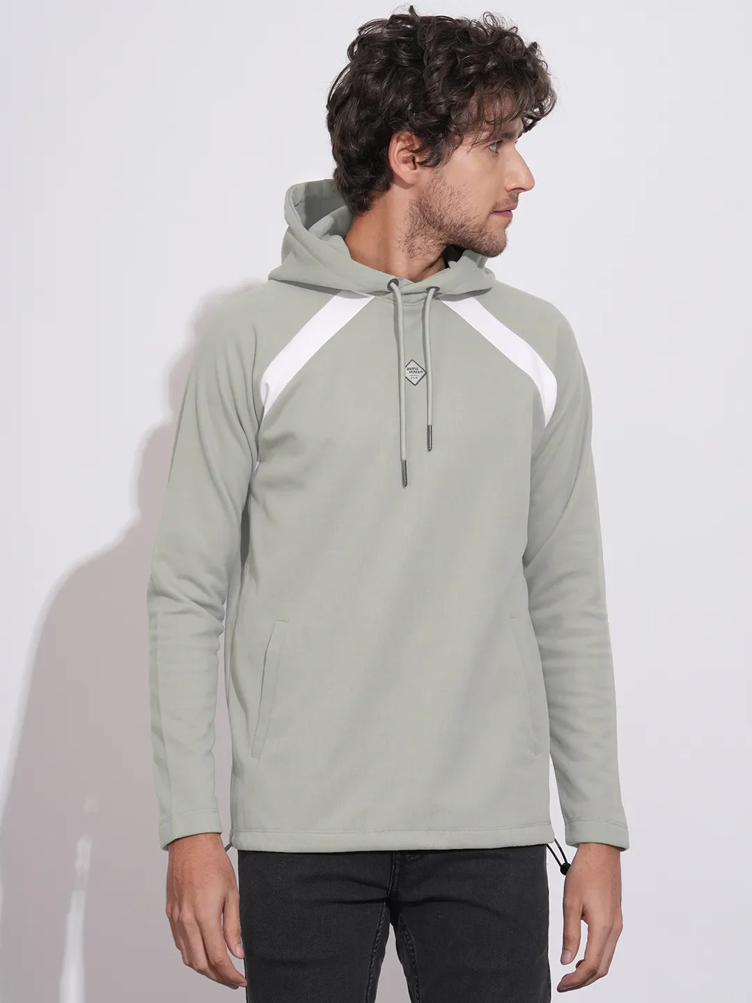 Green Regular Fit  Long Sleeves Men's Hoodie by Being Human Clothing