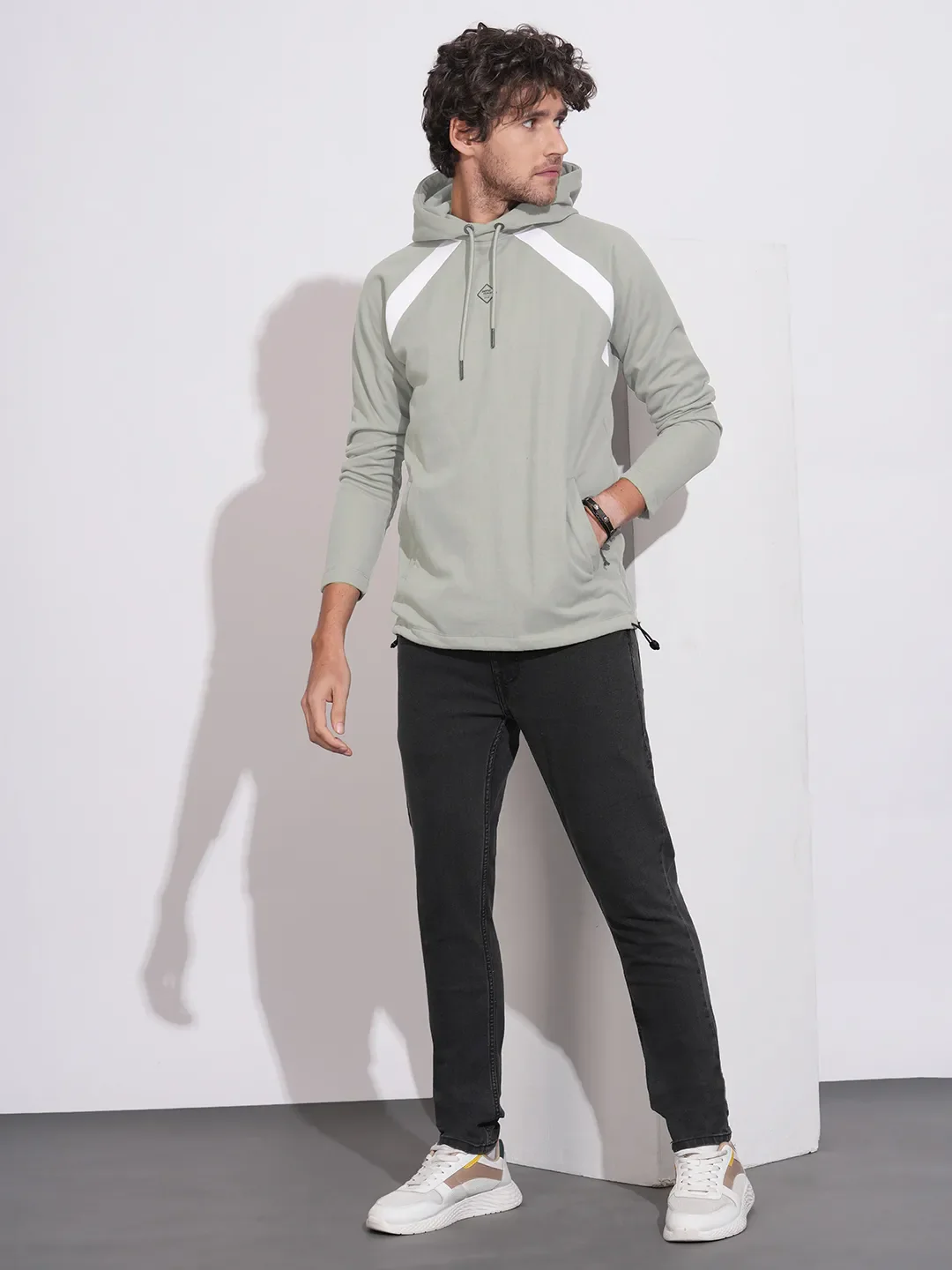 Green Regular Fit  Long Sleeves Men's Hoodie by Being Human Clothing - Image 4