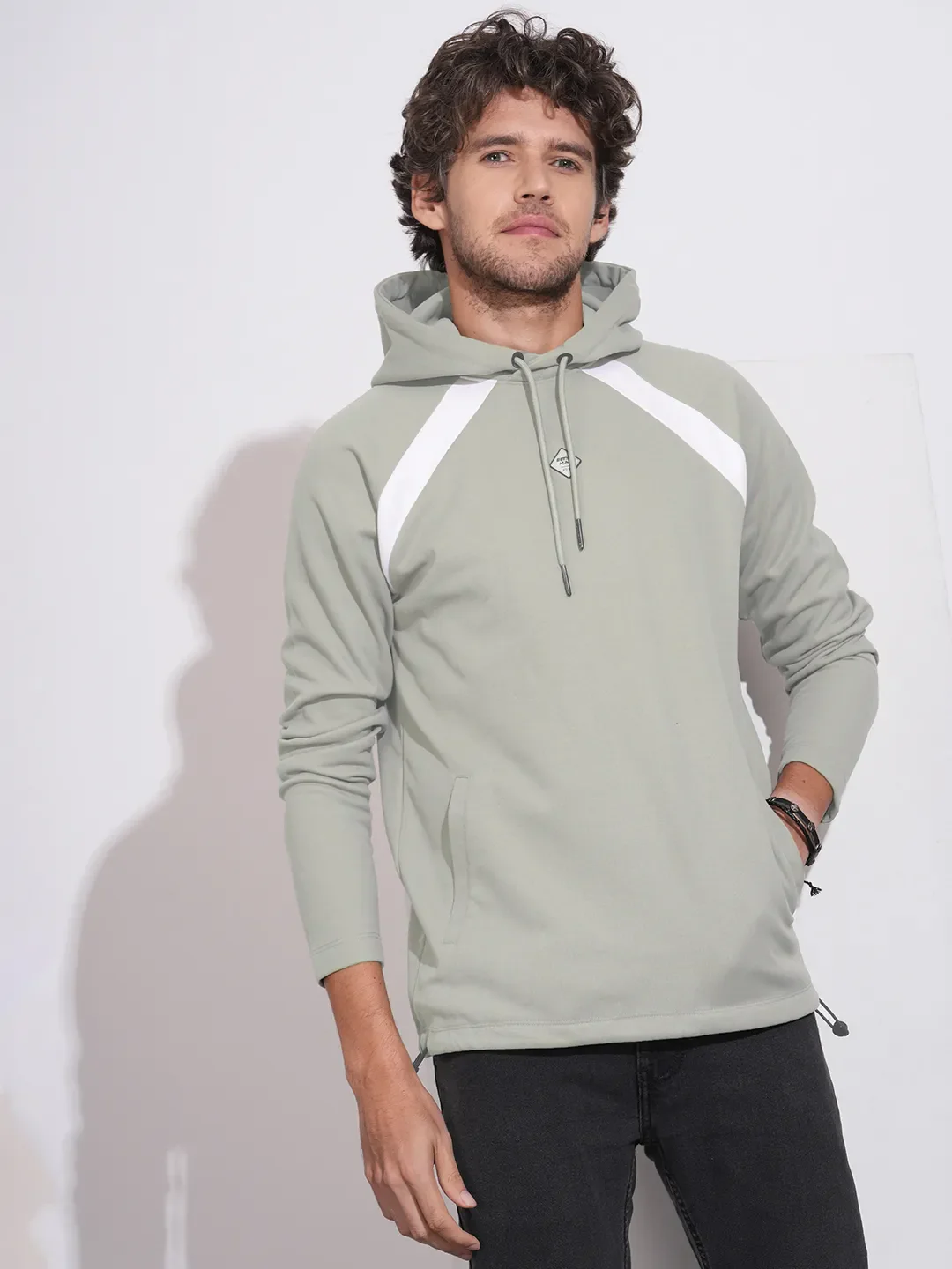 Green Regular Fit  Long Sleeves Men's Hoodie by Being Human Clothing - Image 6