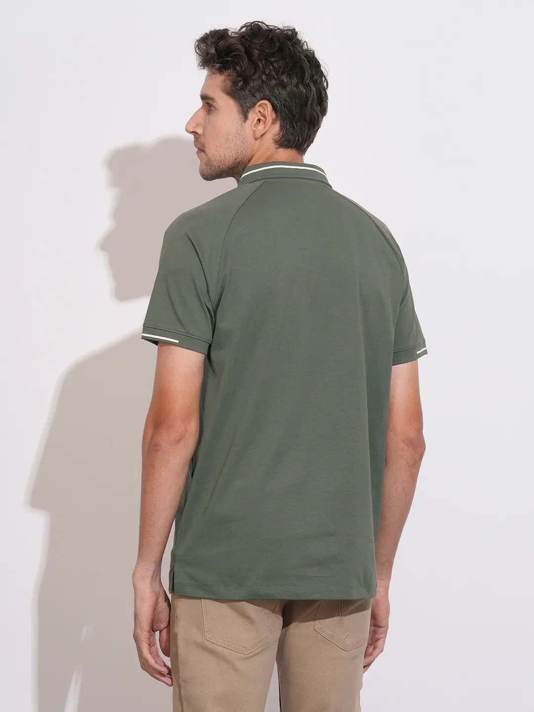 Green Regular Fit Men's Polo T-Shirt by Being Human Clothing - Image 3