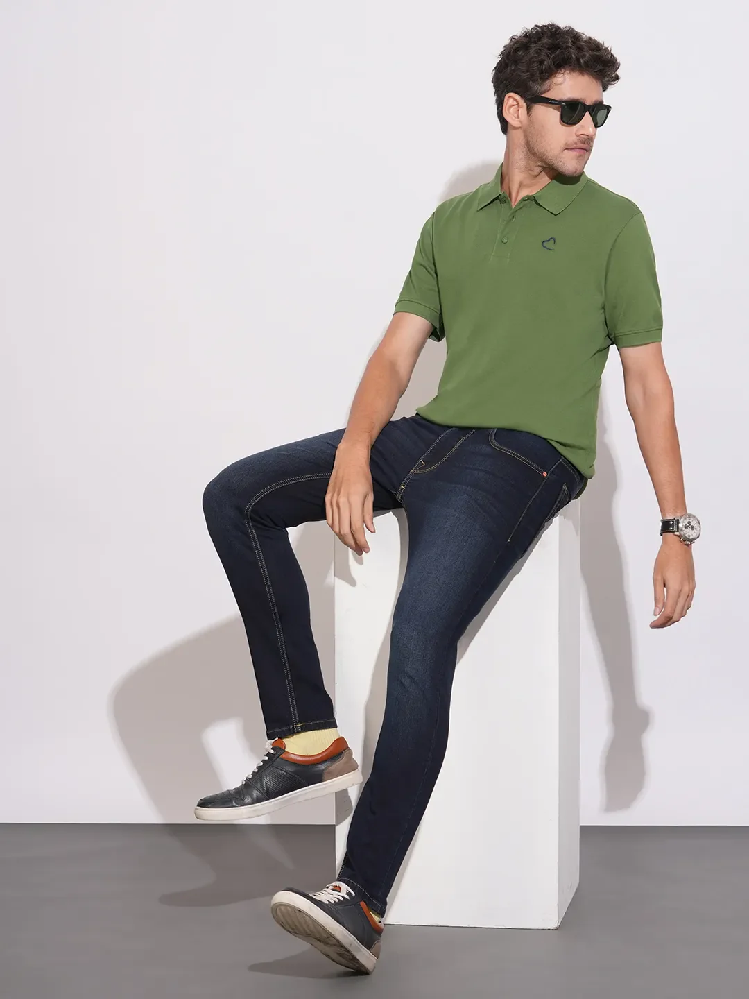 Green Regular Fit Men's Polo T-Shirt by Being Human Clothing - Image 4