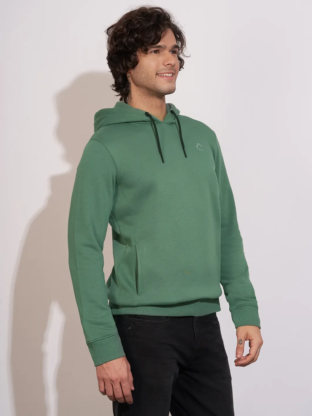 Green Regular Fit Men's Hoodie by Being Human Clothing - Image 2