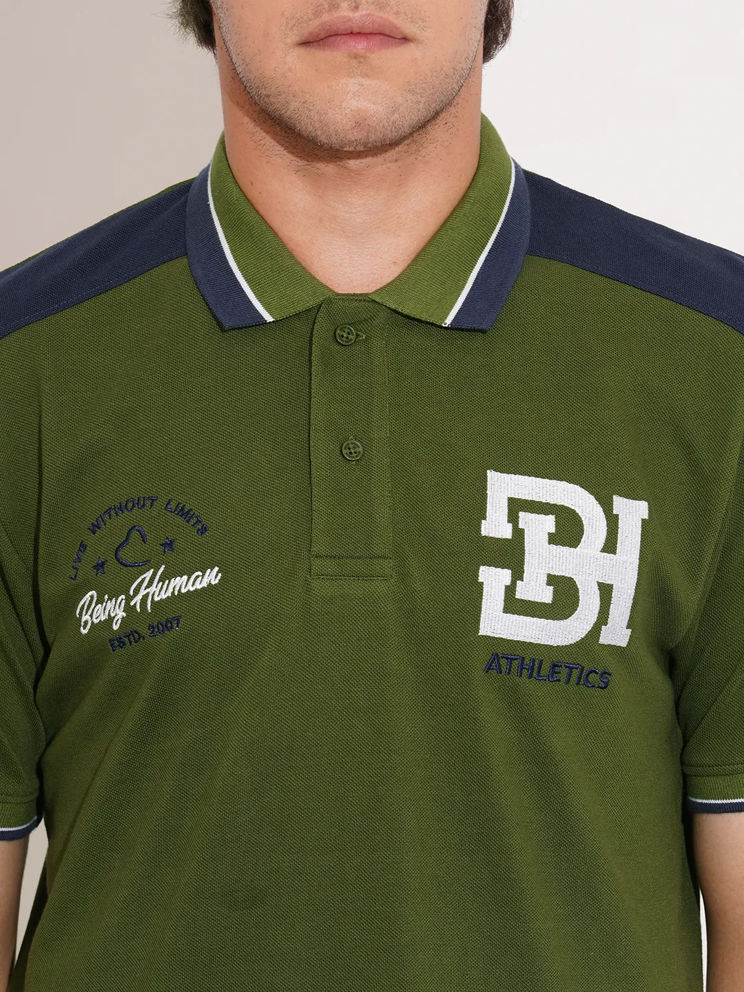 Blue Regular Fit Men's Polo T-Shirt by Being Human Clothing - Image 5
