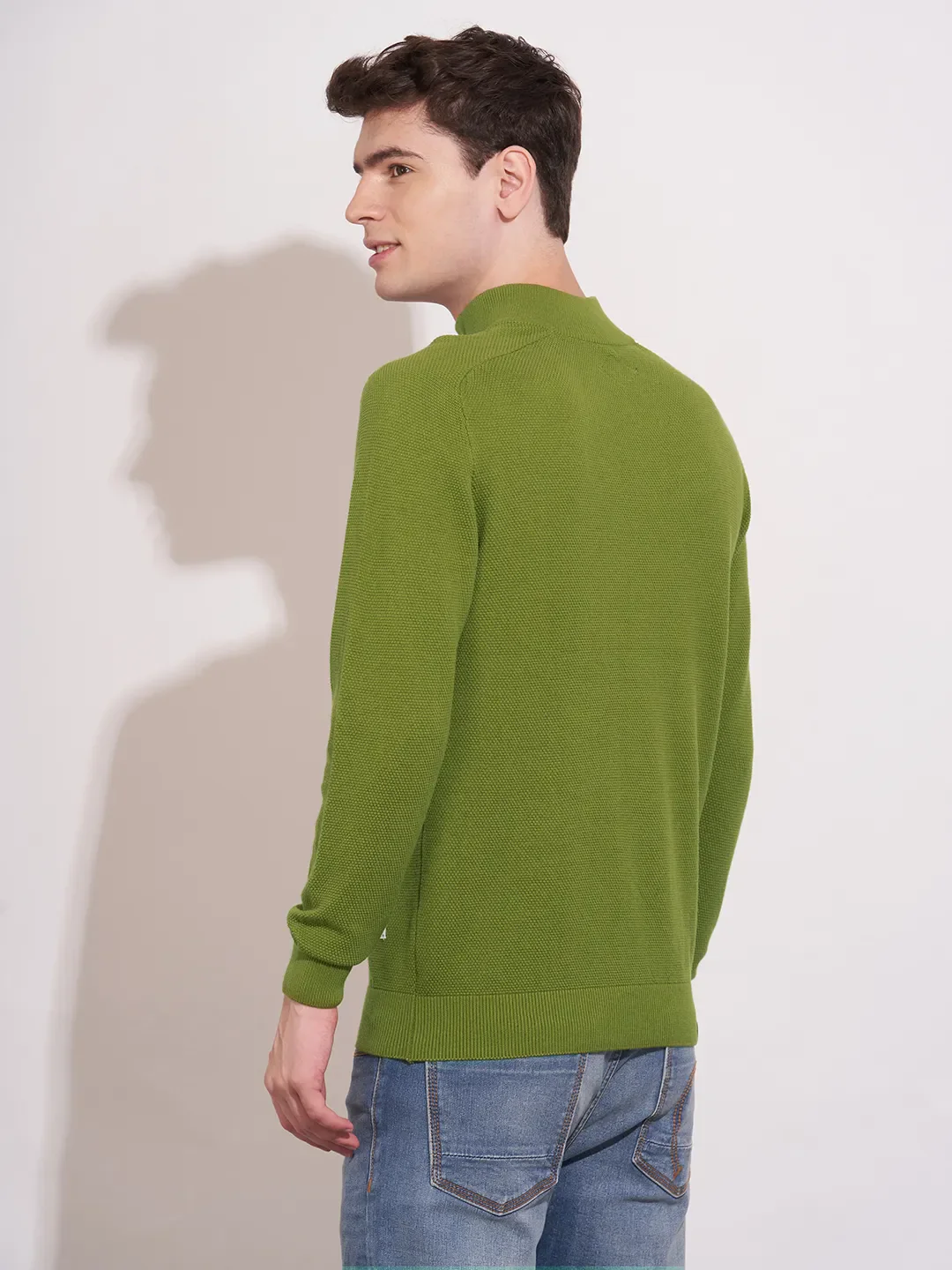Green Regular Fit Round Neck Men's Sweatshirt by Being Human Clothing - Image 3