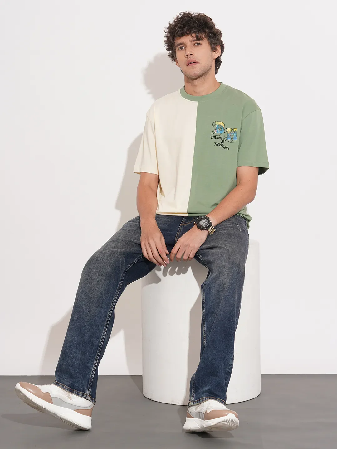 Green Easy Fit Round Neck Men's T-Shirt by Being Human Clothing - Image 4