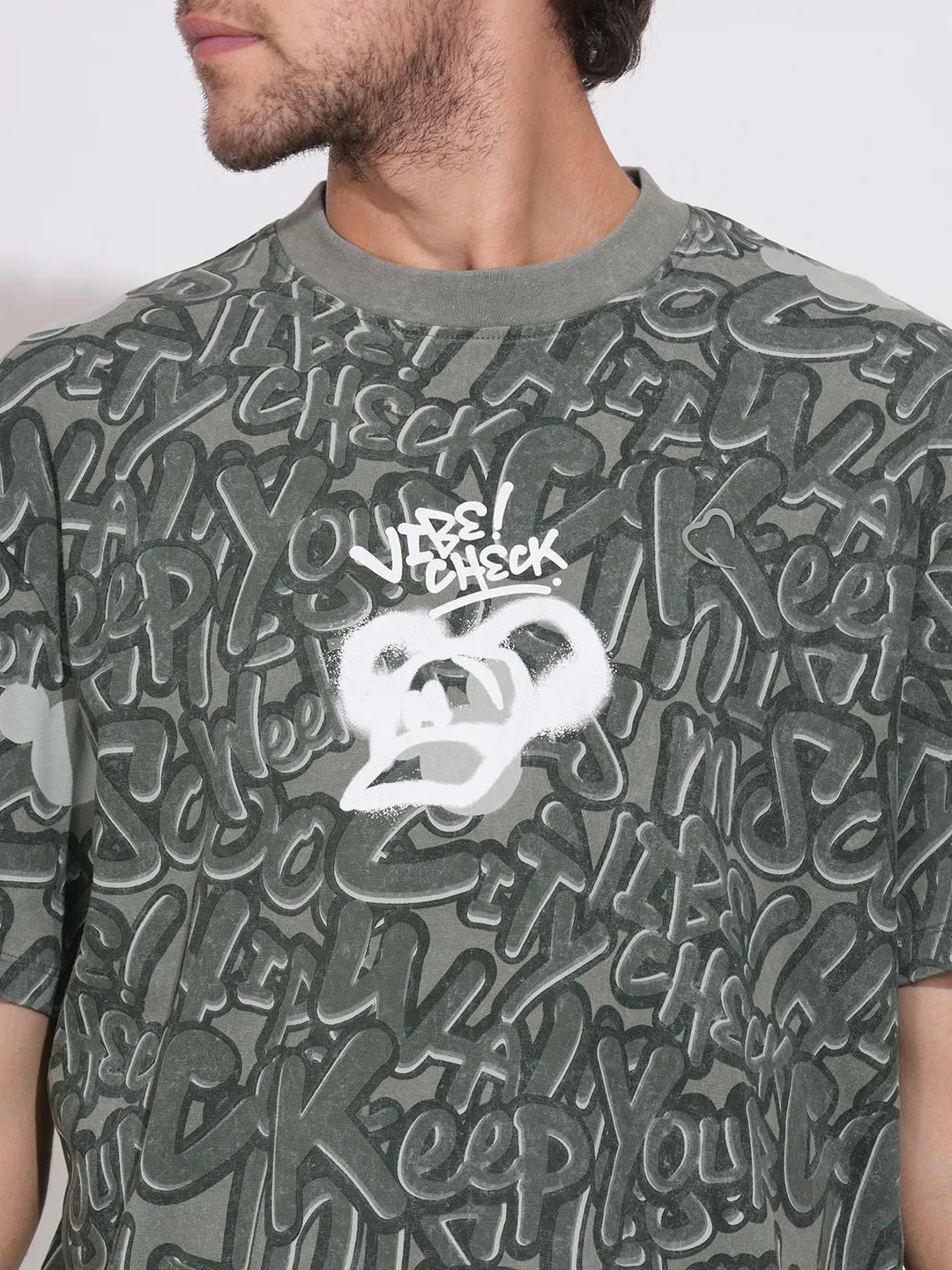 Grey Easy Fit Round Neck Men's T-Shirt by Being Human Clothing - Image 5