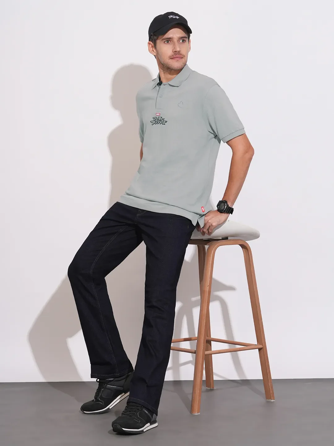 Grey Easy Fit Men's Polo T-Shirt by Being Human Clothing - Image 4