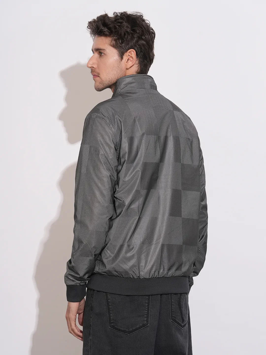 Grey Regular Fit Long Sleeves Polyester Men's Jacket by Being Human Clothing - Image 3
