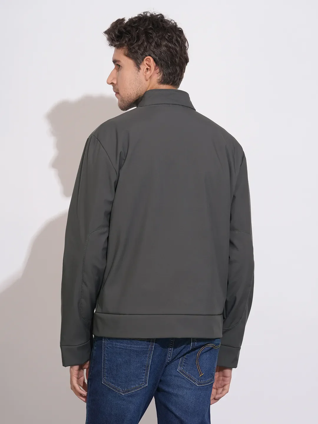Grey Regular Fit Long Sleeves Polyester Men's Jacket by Being Human Clothing - Image 3