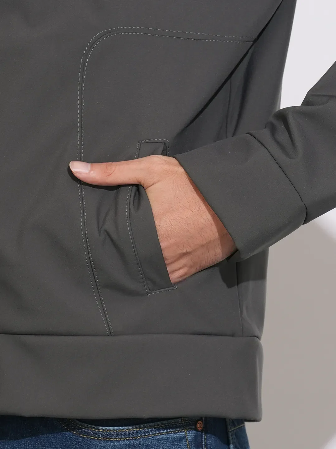 Grey Regular Fit Long Sleeves Polyester Men's Jacket by Being Human Clothing - Image 7