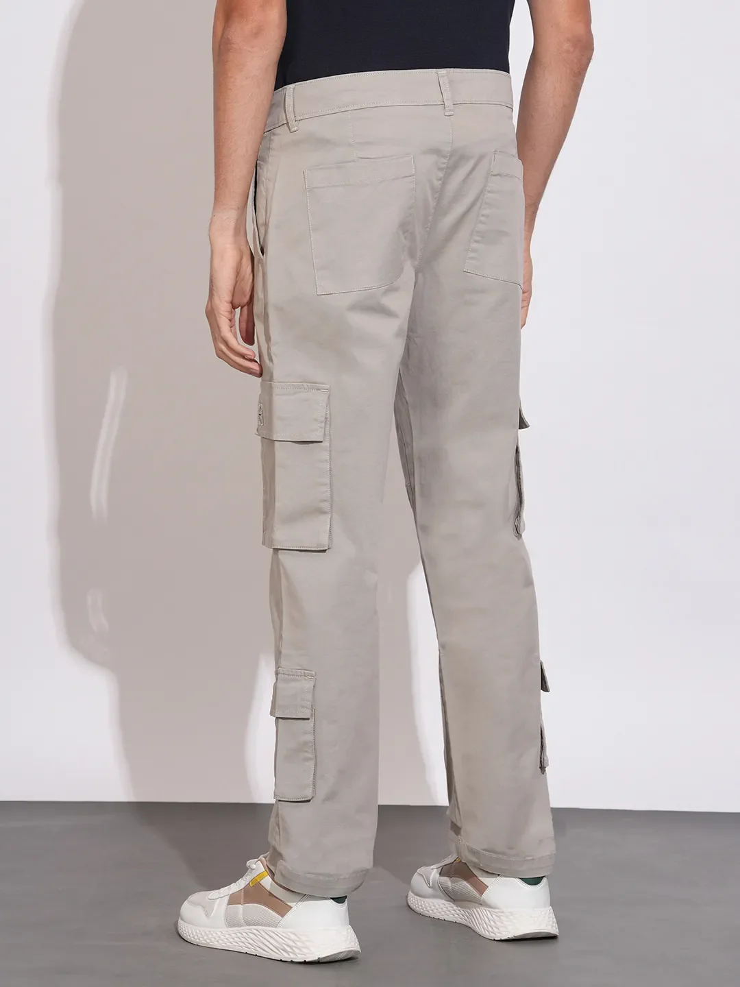 Grey Regular Fit Cargos for Men By Being Human Clothing - Image 3
