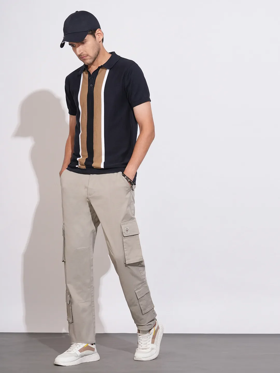 Grey Regular Fit Cargos for Men By Being Human Clothing - Image 4