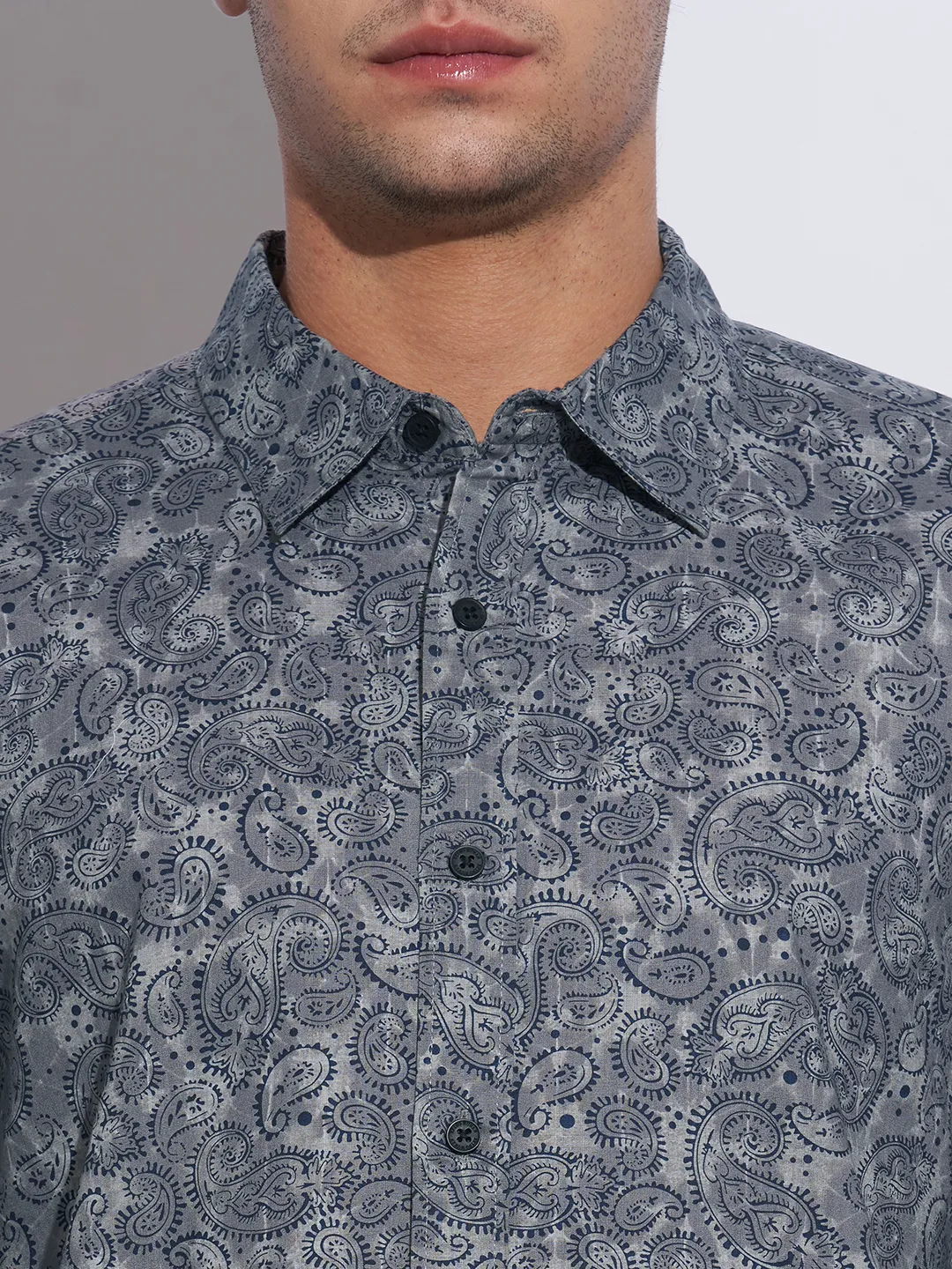 Grey Moderno Fit Regular Collar Long Sleeves Cotton Men's Shirt by Being Human Clothing - Image 5