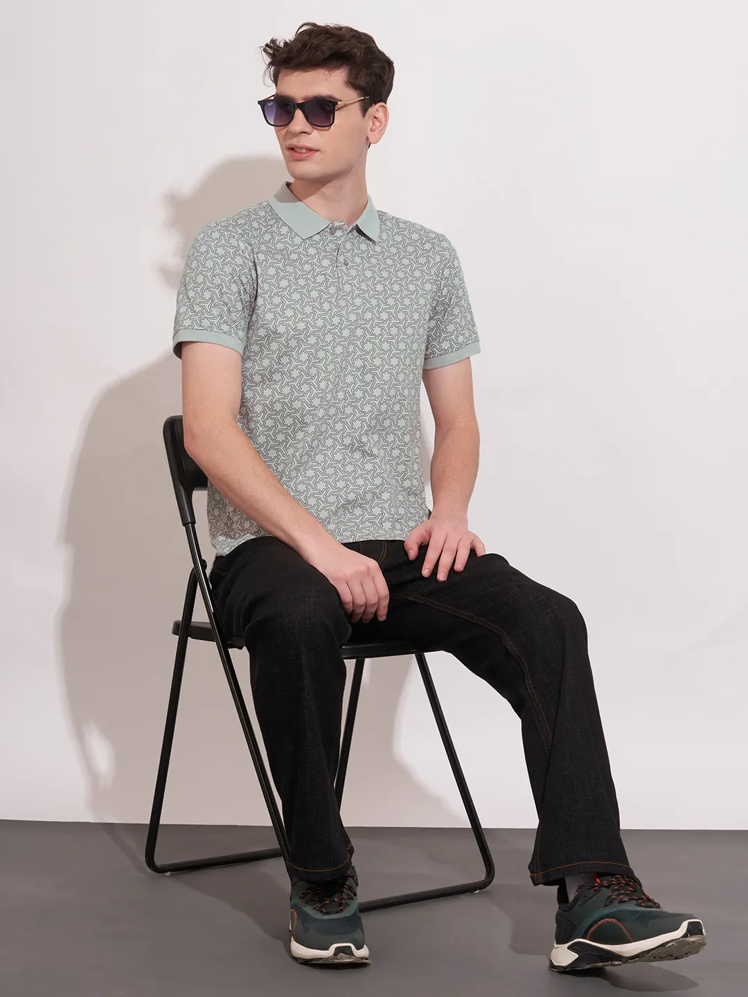Grey Regular Fit Men's Polo T-Shirt by Being Human Clothing - Image 4