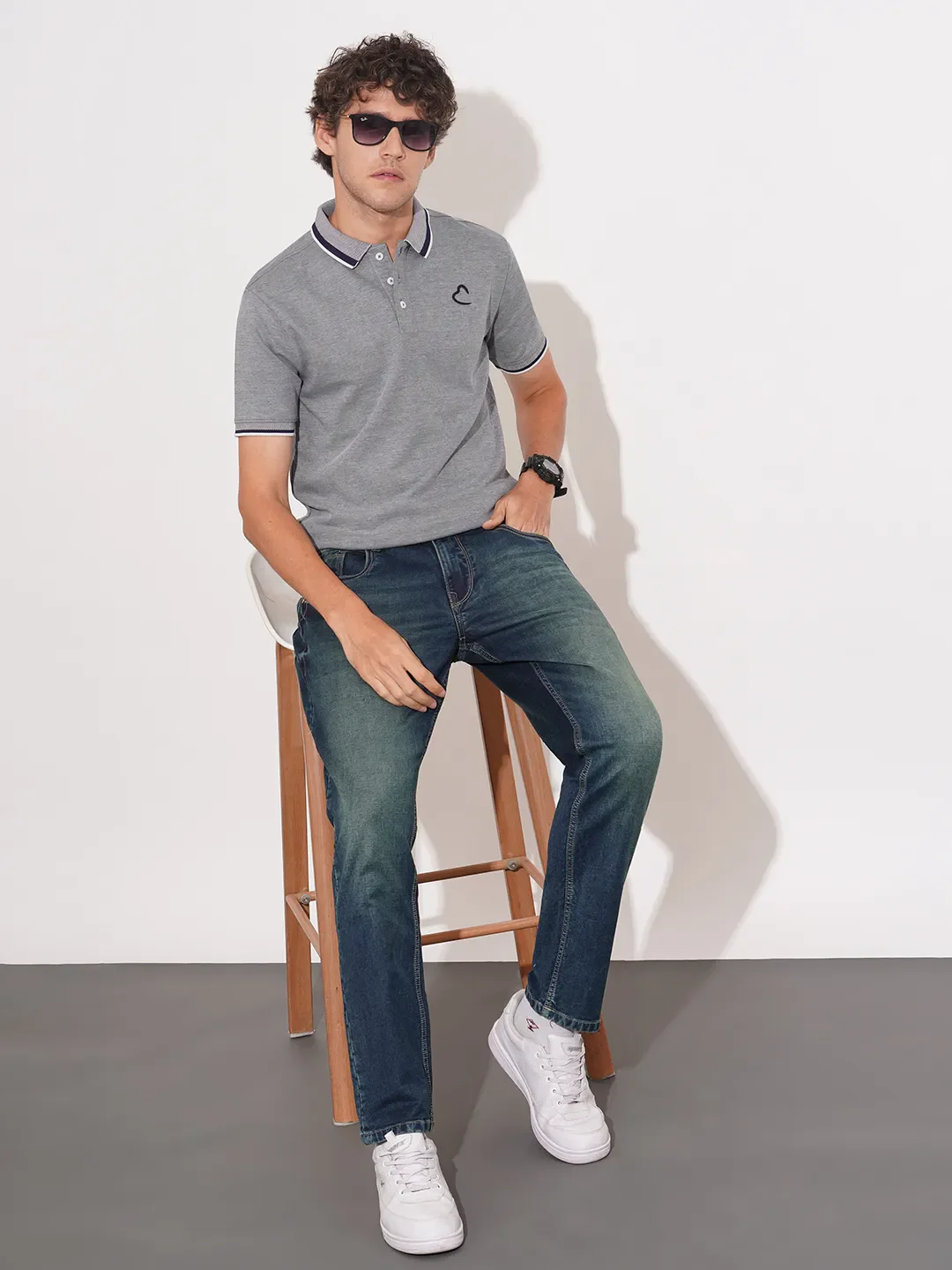 Blue Regular Fit Men's Polo T-Shirt by Being Human Clothing - Image 4