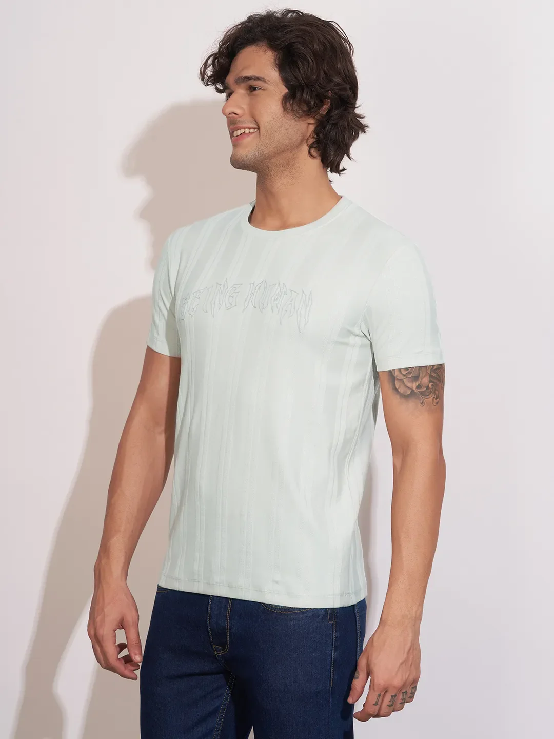 Grey Moderno Fit Men's Short Sleeves T-Shirt by Being Human Clothing - Image 2