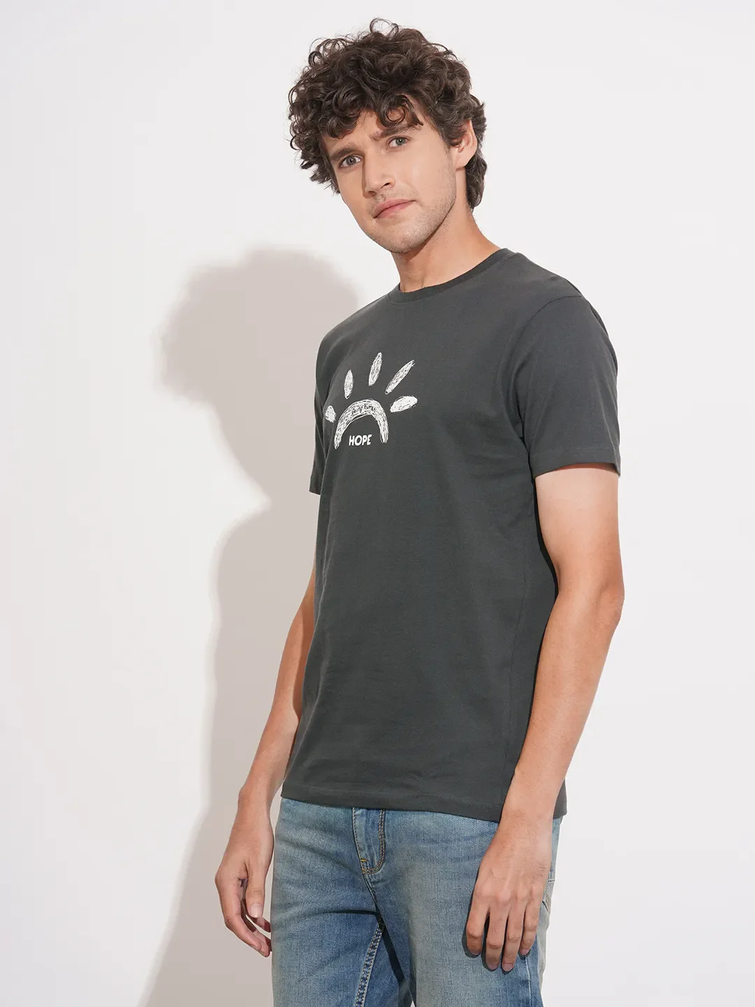 Grey Moderno Fit Round Neck Men's T-Shirt by Being Human Clothing - Image 2