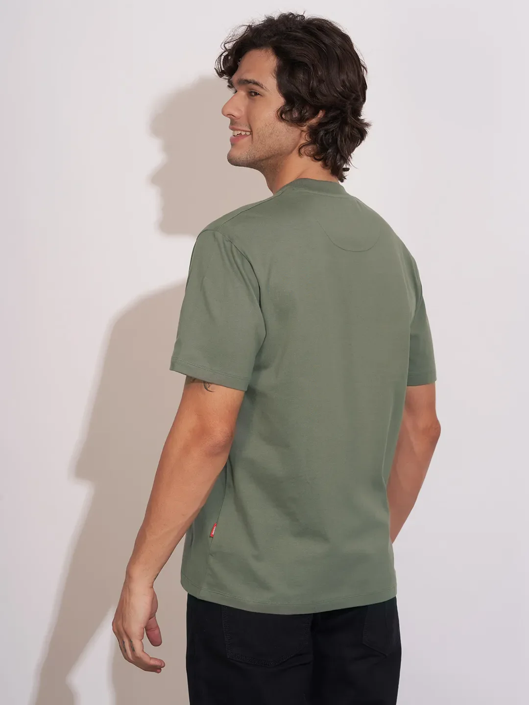 Grey Easy Fit Round Neck Men's T-Shirt by Being Human Clothing - Image 3