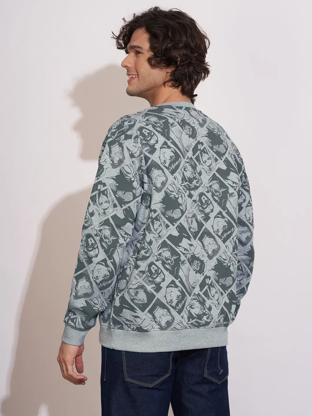 Marvel Grey Round Neck Men's Sweatshirt by Being Human Clothing - Image 3