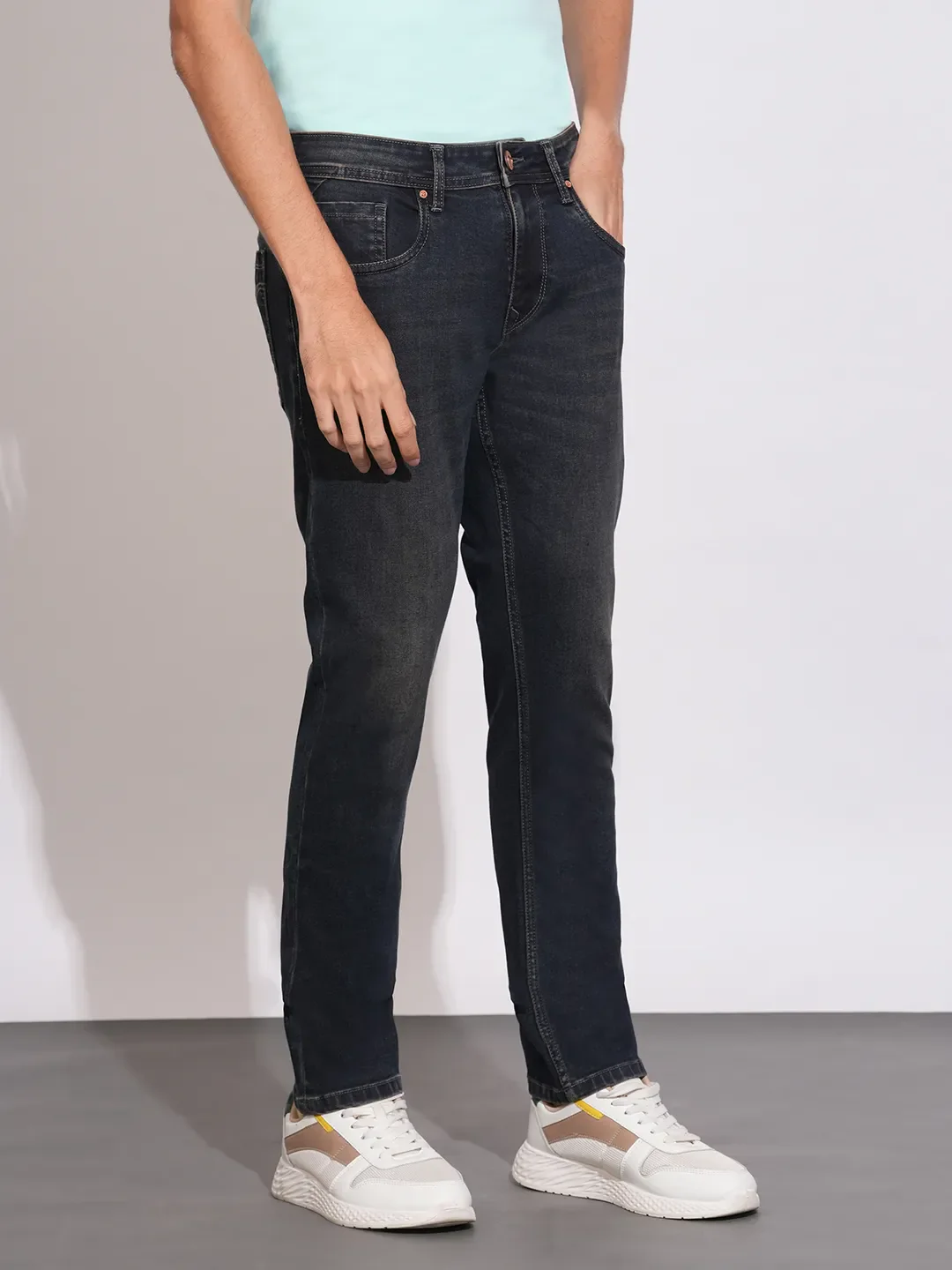 Grey Skinny Fit Denims For Men By Being Human Clothing - Image 2