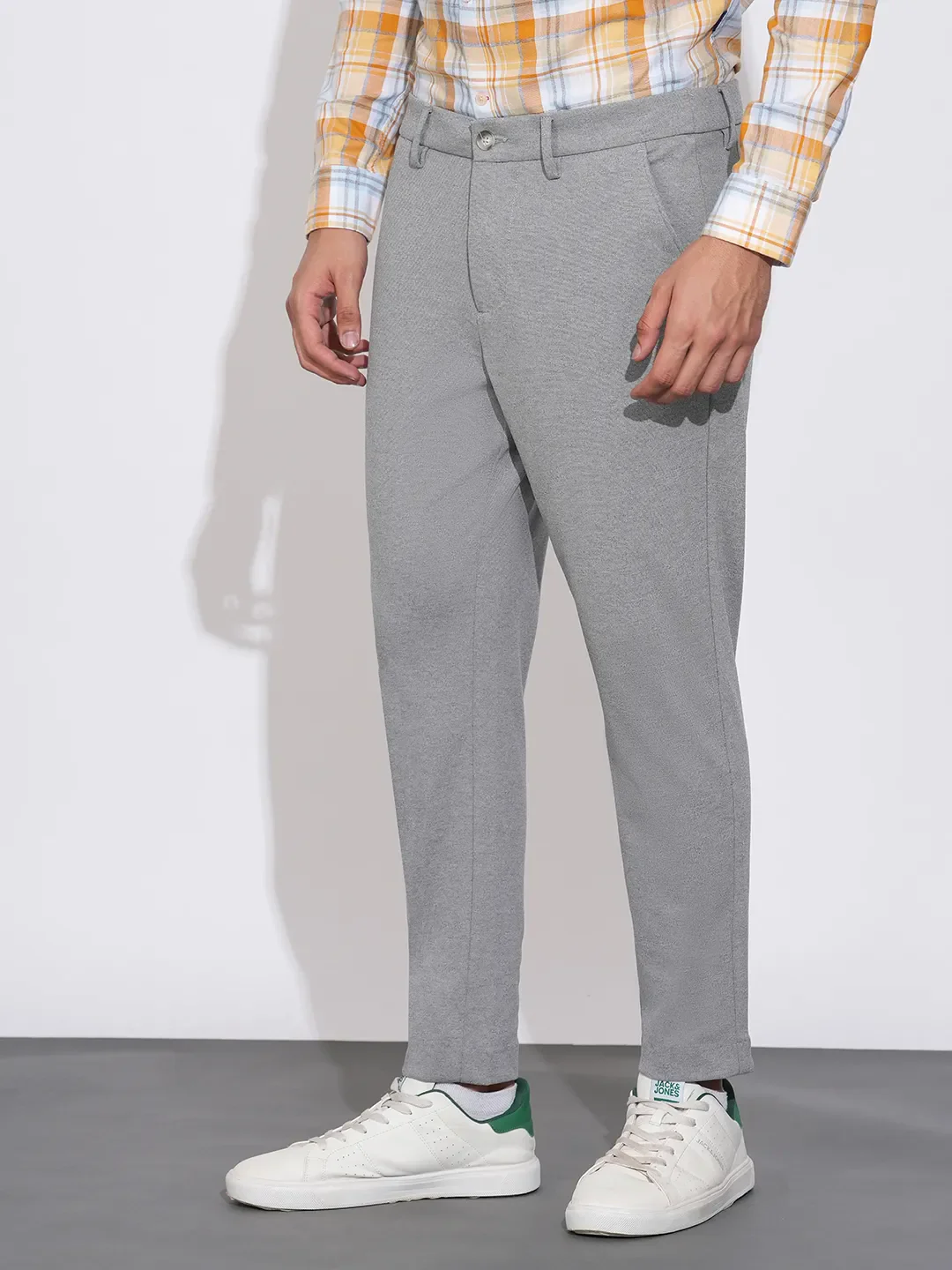 Grey Slim Fit Chinos For Men By Being Human Clothing - Image 2