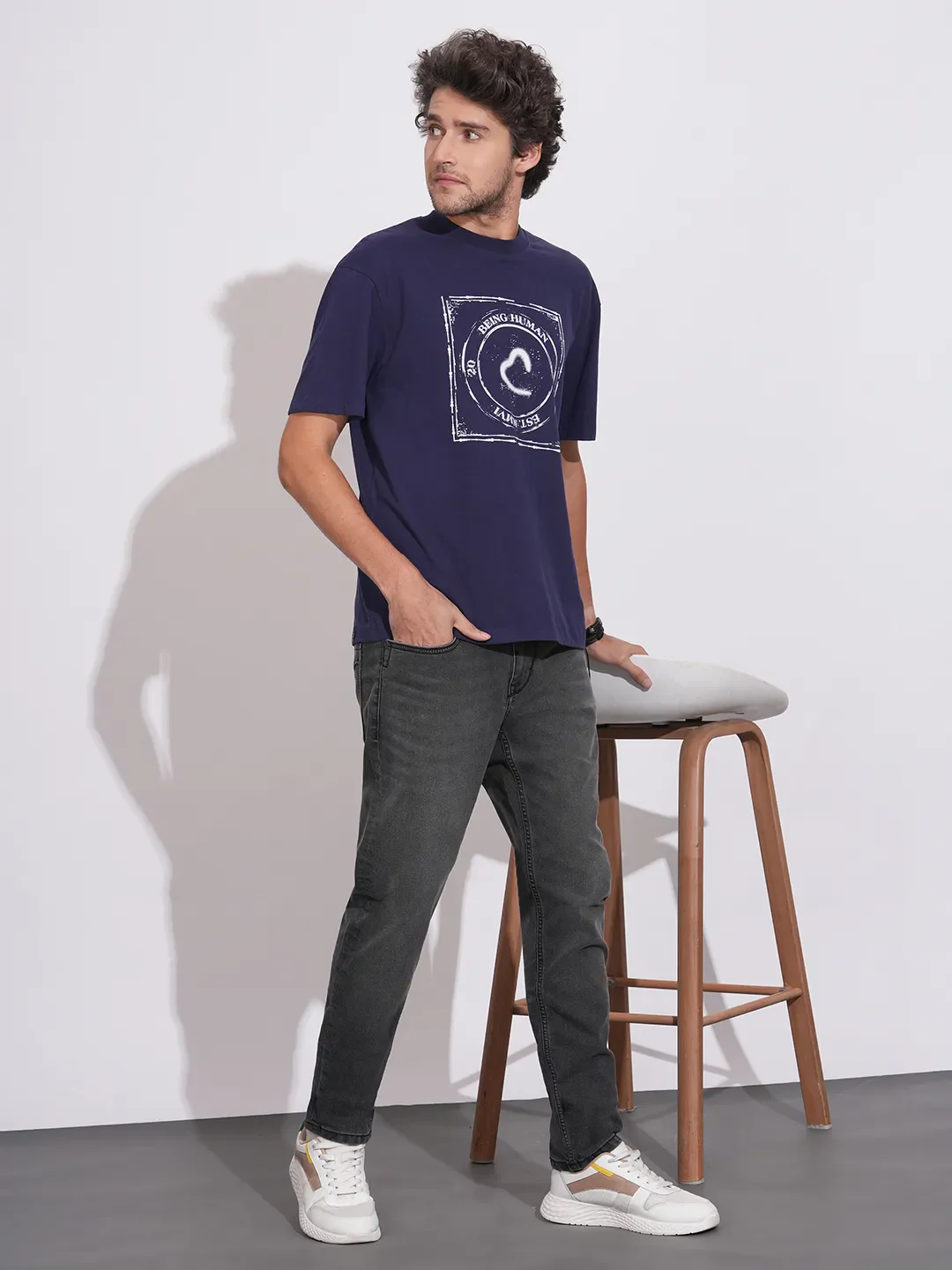 Grey Slim Fit Denims For Men By Being Human Clothing - Image 4